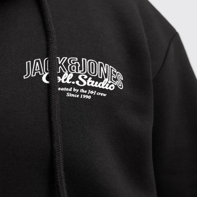 Felpa Uomo Taglie Forti Nera con Zip e Cappuccio – Jack & Jones Plus Oversize