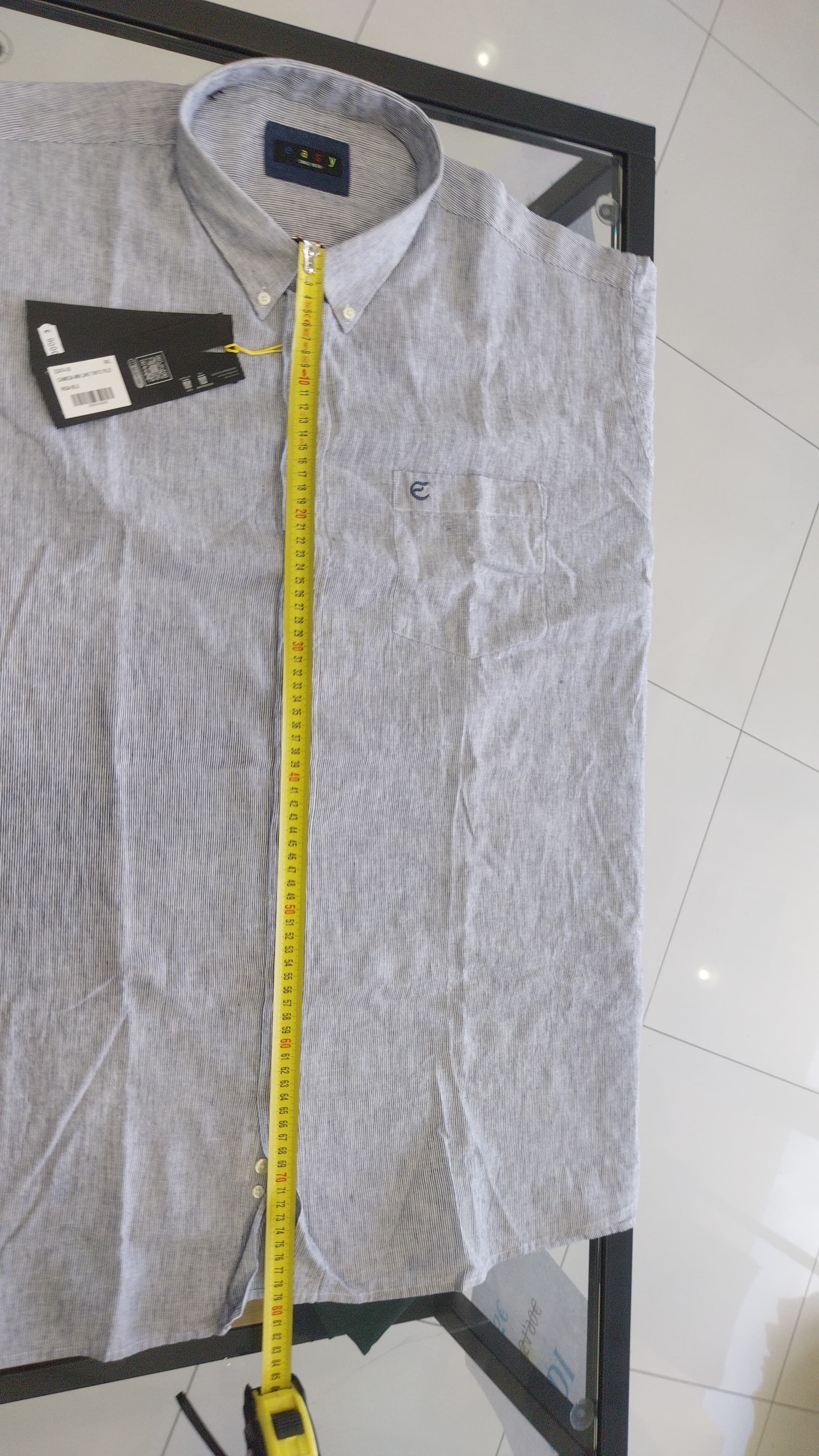 camicia lino tinto filo maniche corte easy maxfort( taglie forti)