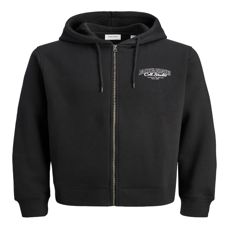 Felpa Uomo Taglie Forti Nera con Zip e Cappuccio – Jack & Jones Plus Oversize