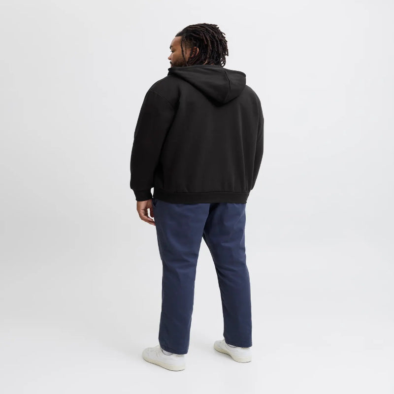 Felpa Uomo Taglie Forti Nera con Zip e Cappuccio – Jack & Jones Plus Oversize