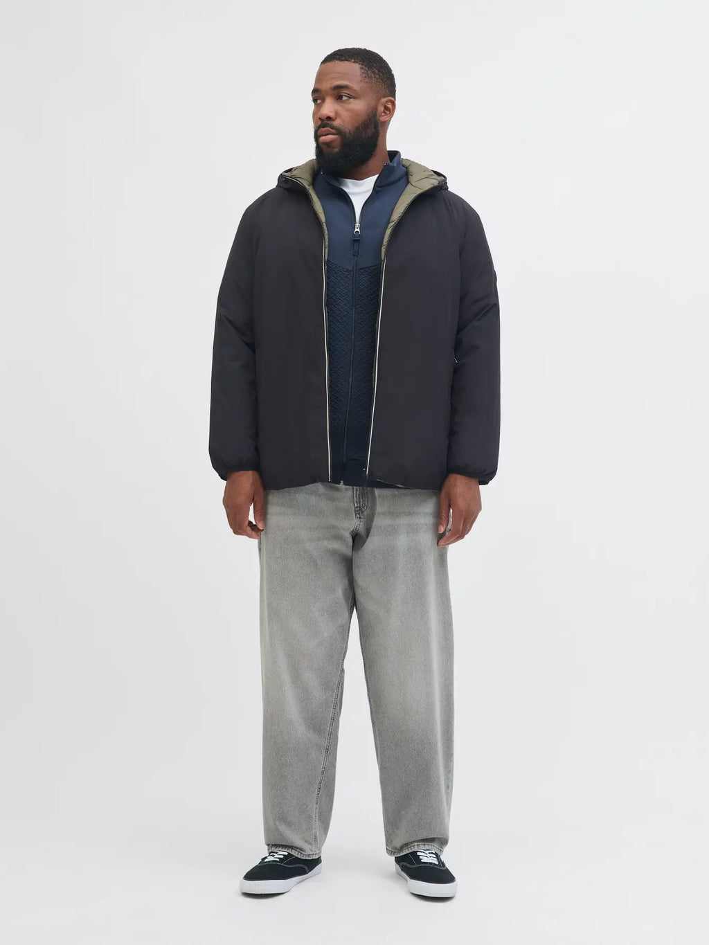 Giubbotto Reversibile Uomo con Cappuccio – Nero & Verde Militare