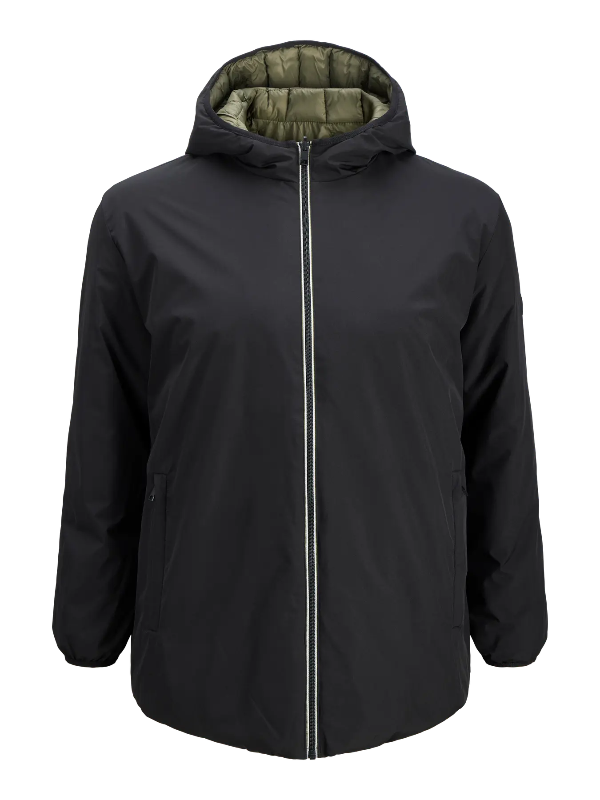 Giubbotto Reversibile Uomo con Cappuccio – Nero & Verde Militare