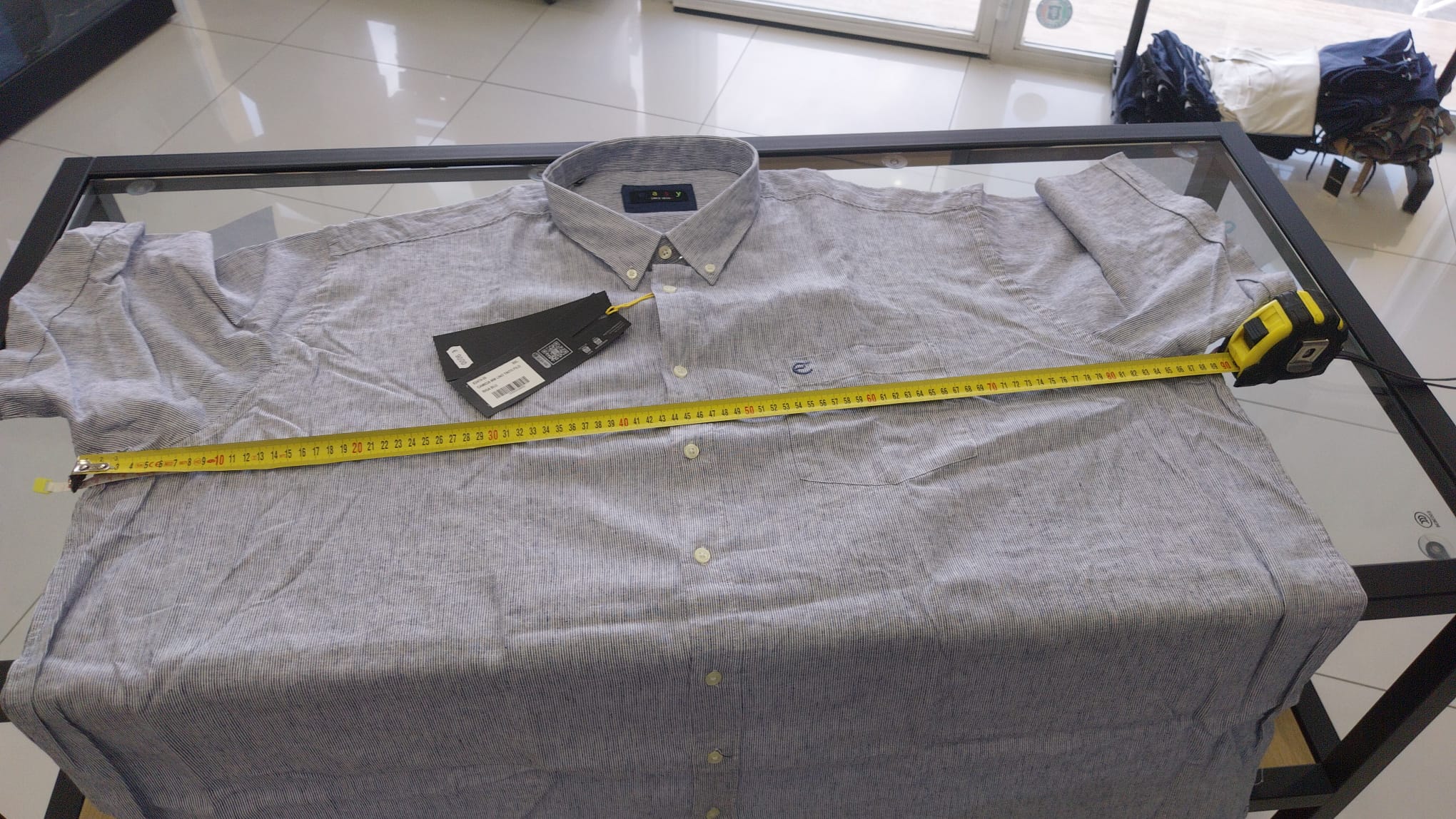 camicia lino tinto filo maniche corte easy maxfort( taglie forti)